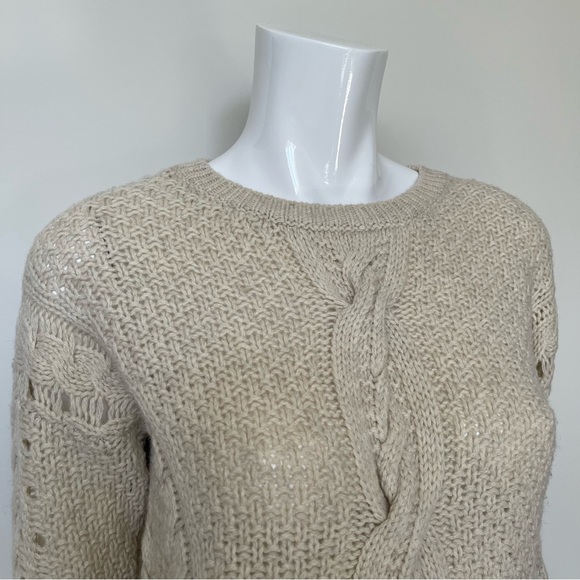 VINCE Cable Knit Sweater in Cream - Picture 4 of 11